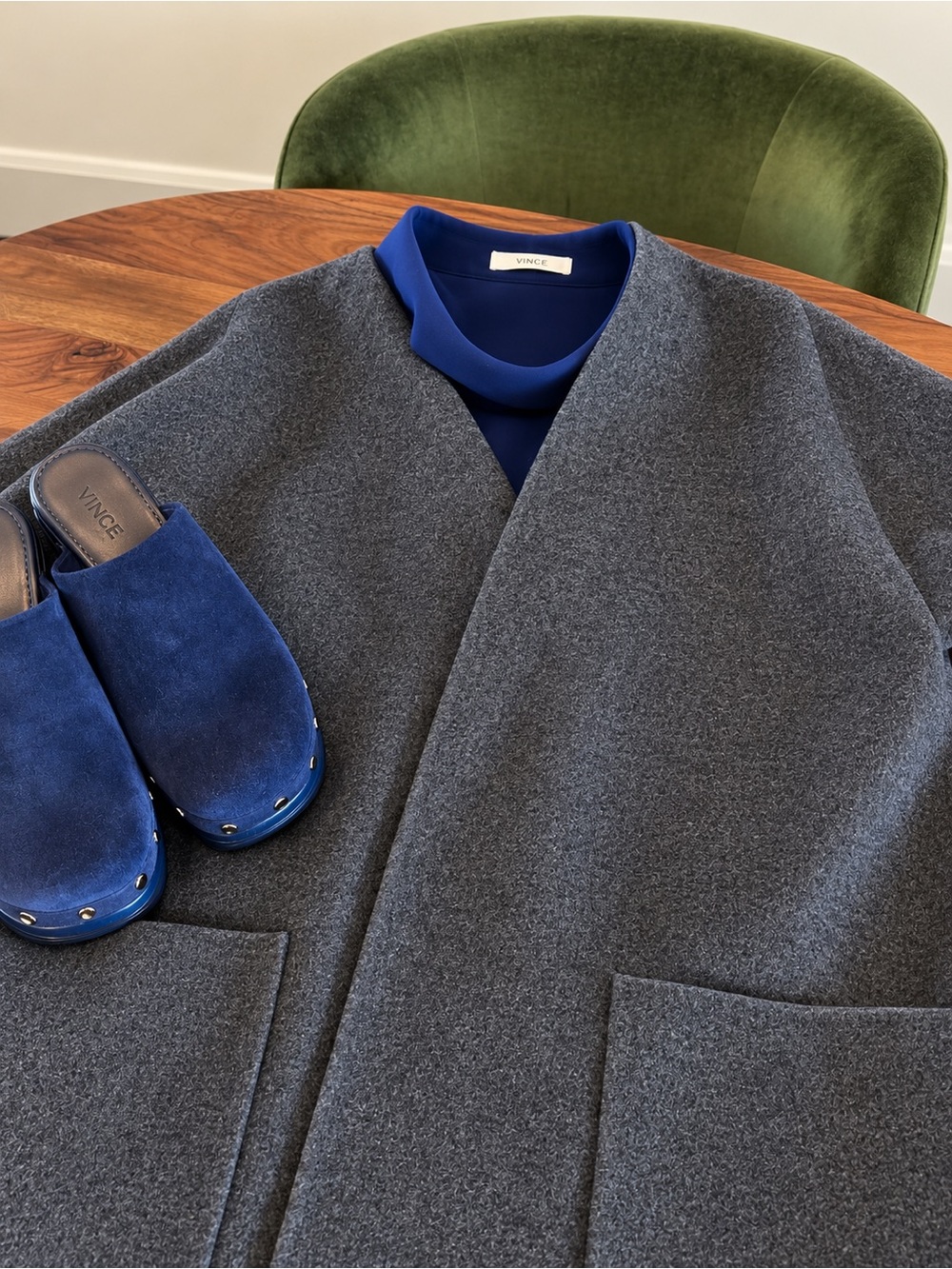 Elegant Charcoal Grey Duster Coat